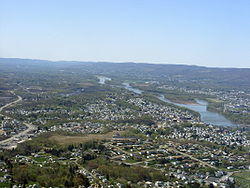 Aerial view of Greater Pittston. Pittston City can be seen on the right (along the Susquehanna River).