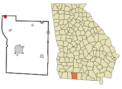 Location in Thomas County and the state of Georgia