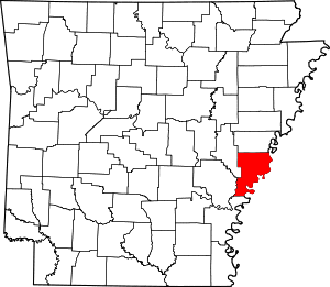 Map of Arkansas highlighting Phillips County