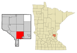 Location of the city of Blaine within Anoka County, Minnesota