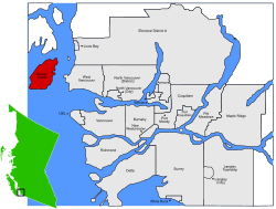 Location of Bowen Island in Greater Vancouver