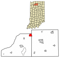 Location of Koontz Lake in Marshall County and Starke County, Indiana.