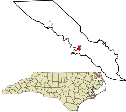 Location in Camden County and the state of North Carolina.
