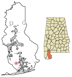 Location of Magnolia Springs in Baldwin County, Alabama.