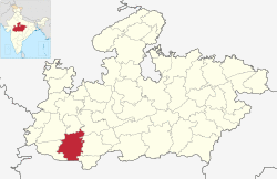 Location of Khargone district in Madhya Pradesh