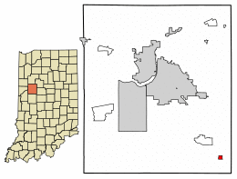 Location of Clarks Hill in Tippecanoe County, Indiana.