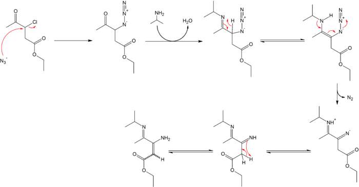 Γ-imino-β-enamino esters synthesis example using azide.png