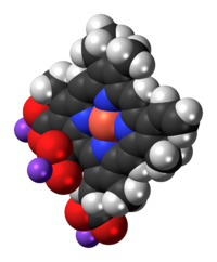 Space-filling model of the chlorophyllin molecule, sodium salt
