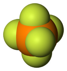 Space-filling model of the phosphorus pentafluoride molecule