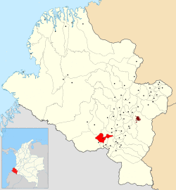 Location of the municipality and town of Guachucal in the Nariño Department of Colombia.