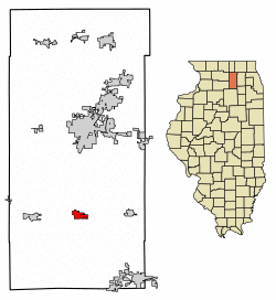 Location of Waterman in DeKalb County, Illinois.