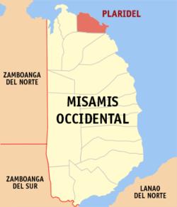 Map of Misamis Occidental with Plaridel highlighted