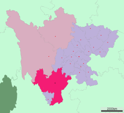 Location of Liangshan Prefecture in Sichuan