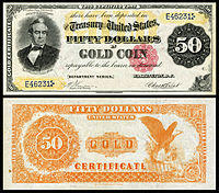 $50 Gold Certificate, Series 1882, Fr.1195, depicting Silas Wright