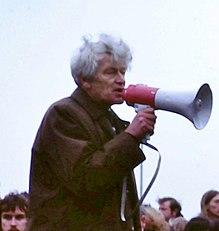 E P Thompson at 1980 protest rally (cropped).JPG