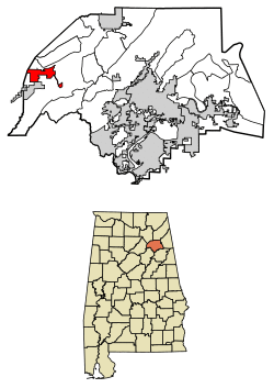 Location of Walnut Grove in Etowah County, Alabama.