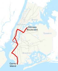 Map of the "N" train