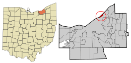 Location in Cuyahoga County and the state of Ohio.