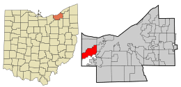 Location in Cuyahoga County and the state of Ohio