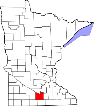 Map of Minnesota highlighting Blue Earth County