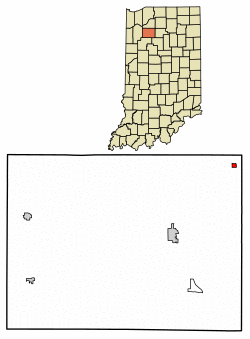 Location of Monterey in Pulaski County, Indiana.