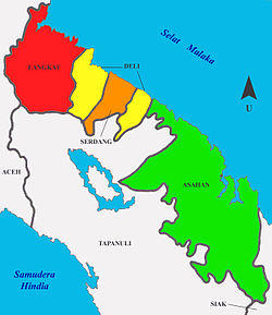 The territory of the Sultanate of Asahan in 1930 (green)