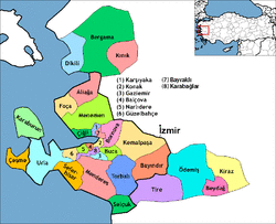 Location of Dikili within Turkey.