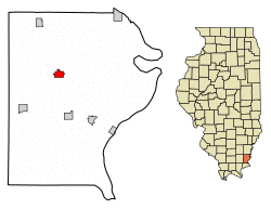Location of Ridgway in Gallatin County, Illinois.
