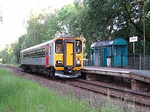 Class 153 at Ty Glas station (geograph 6162860).jpg