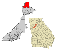 Location in Fulton County and the state of Georgia