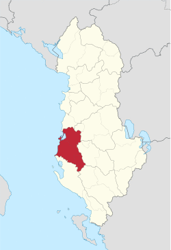 Map of the Republic of Albania with Fier highlighted
