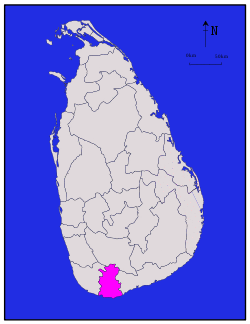 Map of Sri Lanka with Matara District highlighted