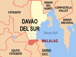 Map of Davao del Sur with Malalag highlighted
