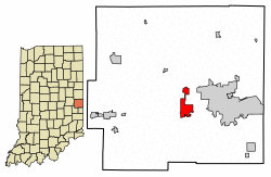 Location of Centerville in Wayne County, Indiana.