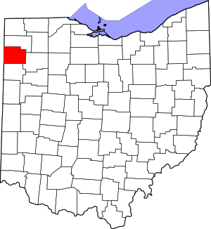 Map of Ohio highlighting Paulding County