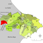 Location of Vall de Alcalá within Marina Alta