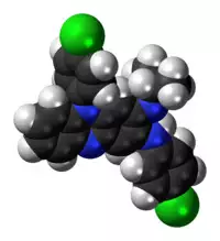 Space-filling model of the clofazimine molecule
