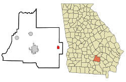 Location in Coffee County and the state of Georgia