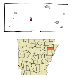 Location in Poinsett County and the state of Arkansas