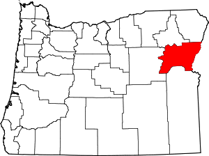 Map of Oregon highlighting Baker County