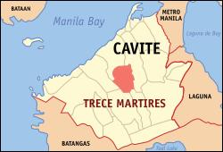Map of Cavite with Trece Martires highlighted