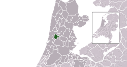Highlighted position of Uitgeest in a municipal map of North Holland