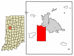 Location of Shadeland in Tippecanoe County, Indiana.
