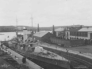 HNoMS Harald Haarfagre in drydock at Karljohansvern.jpg