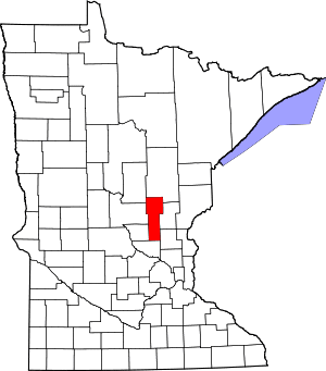 Map of Minnesota highlighting Mille Lacs County
