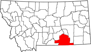 Map of Montana highlighting Big Horn County