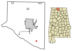 Location of Mooresville in Limestone County, Alabama.