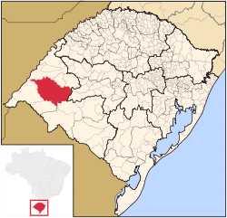 Location in Rio Grande do Sul and Brazil