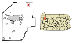 Location of Pleasantville in Venango County, Pennsylvania.