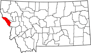 Map of Montana highlighting Mineral County